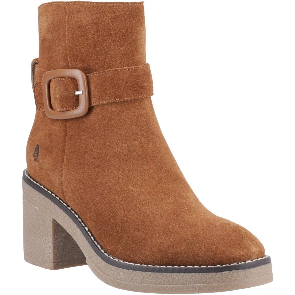 Retro-Wildleder-Stiefeletten mit Schnalle und Blockabsatz