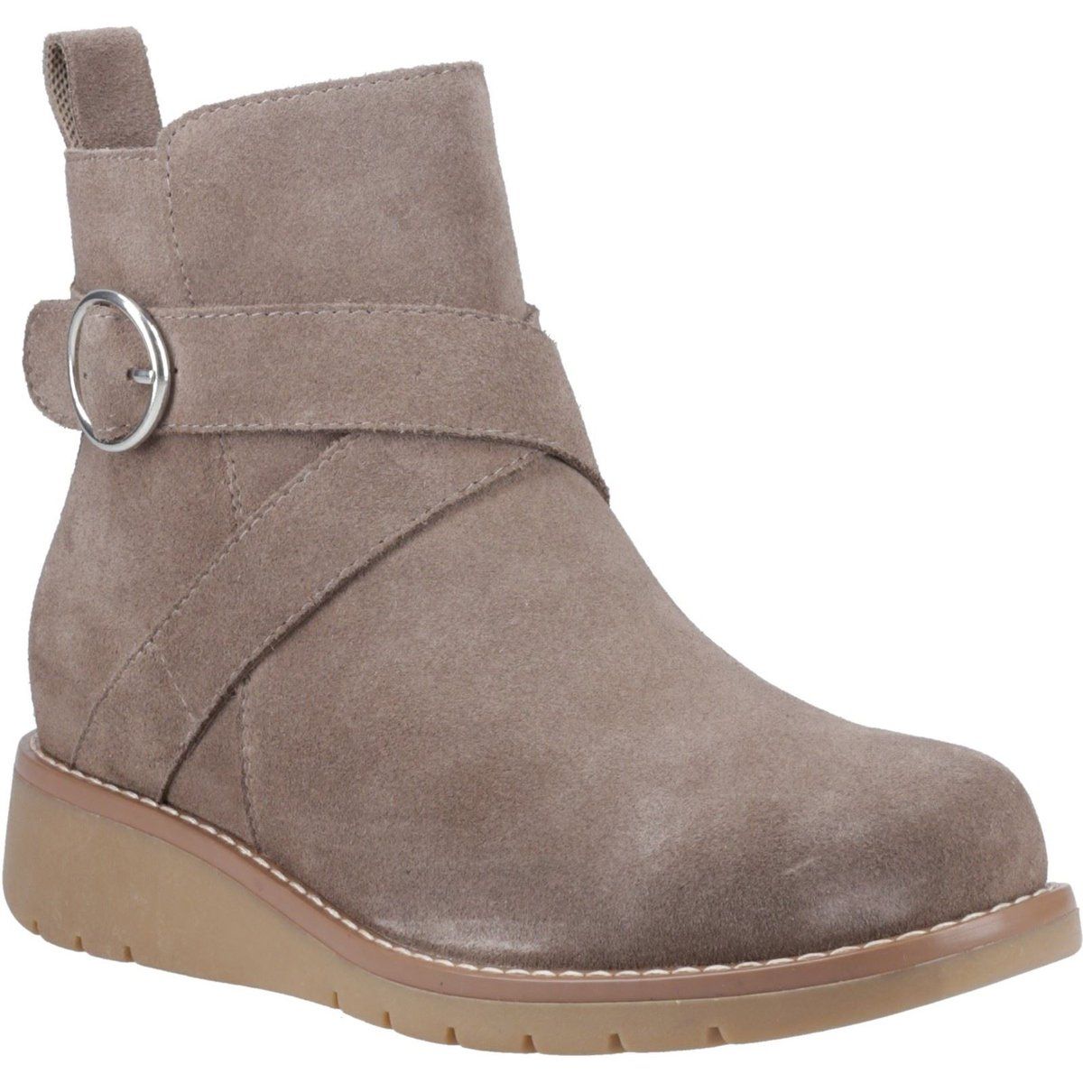 Wildleder-Keilstiefeletten mit Schnallen-Detail
