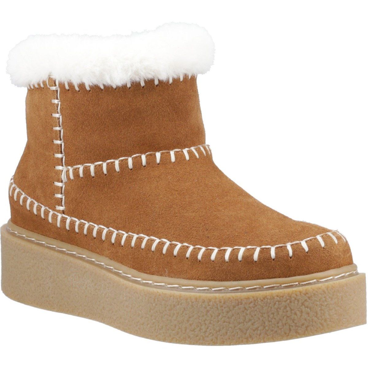 Winterstiefeletten mit Plateausohle und Ziernähten