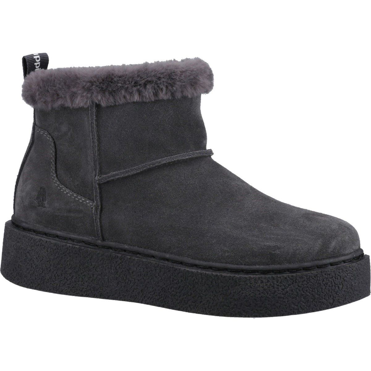 Wildleder-Plateaustiefel mit Kunstfellbesatz