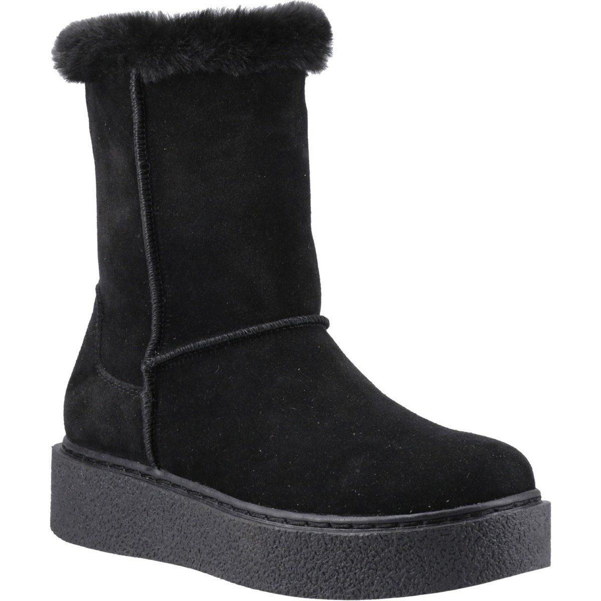 Plateau-Wildlederstiefel mit Kunstfell