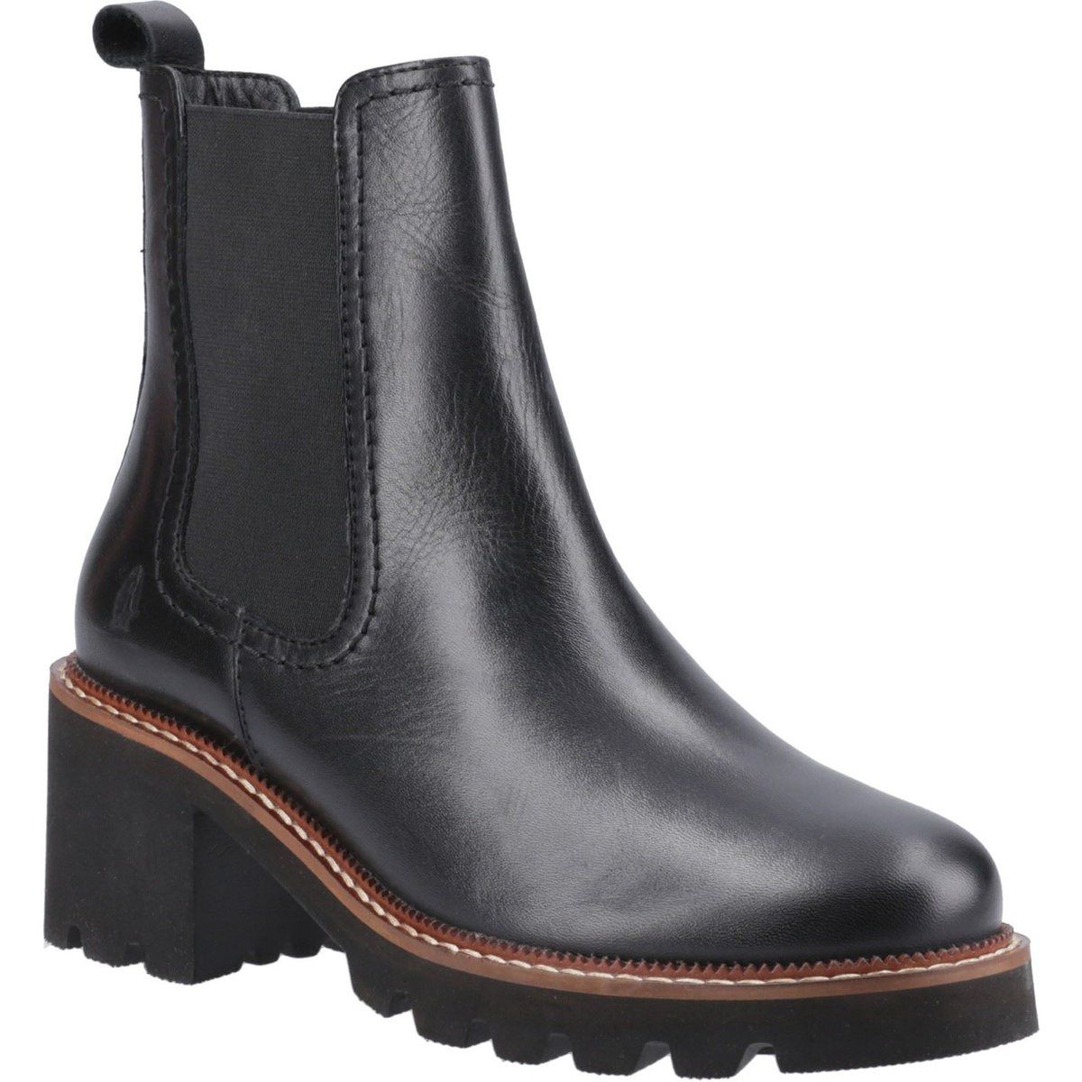 Chelsea-Boots aus Leder mit Blockabsatz