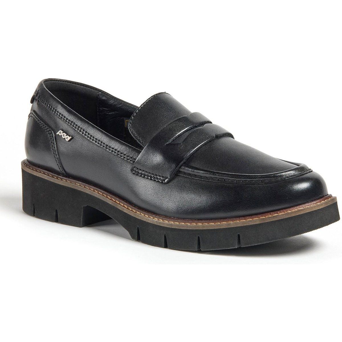 Klassische Leder-Penny-Loafer mit Plateausohle