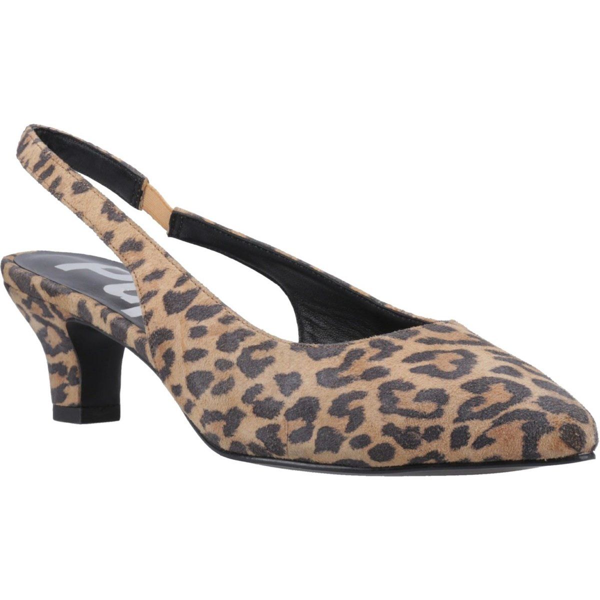 Spitze Slingback-Pumps mit Leopardenmuster