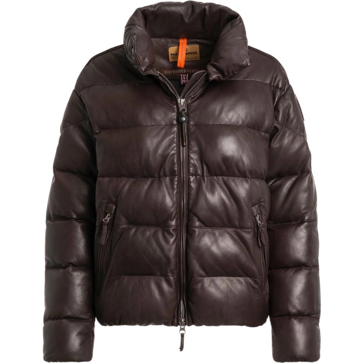 Wattierte Leder-Pufferjacke