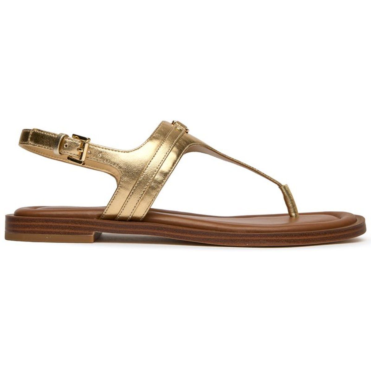 Leder-Sandalen mit Metallic-Finish