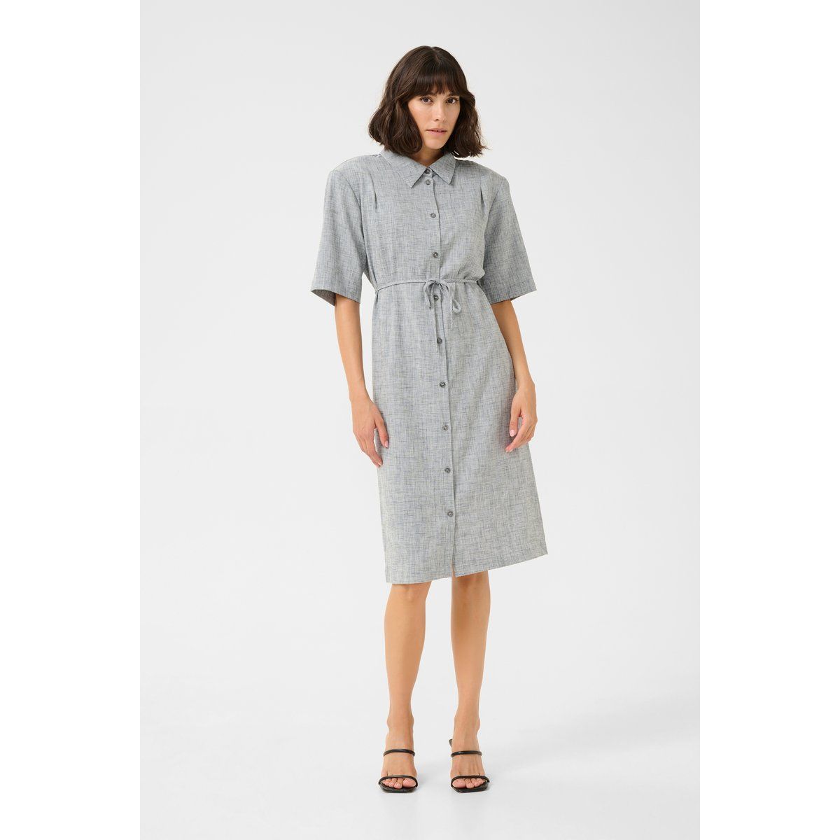 Minimalistisches Midi-Hemdblusenkleid mit Knopfleiste
