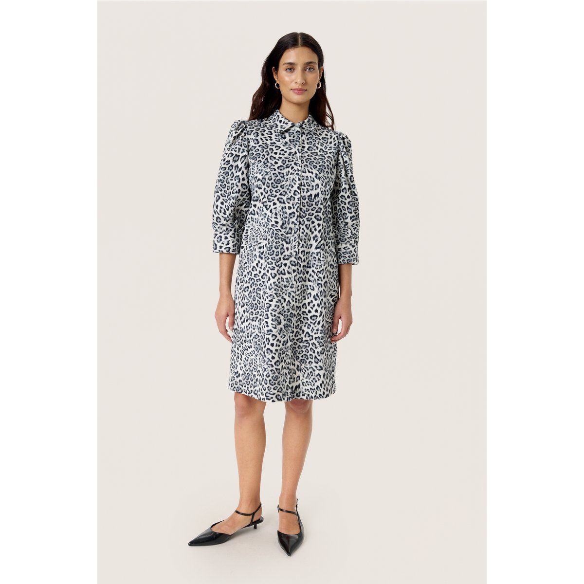 Baumwoll-Hemdkleid mit Leopardenmuster