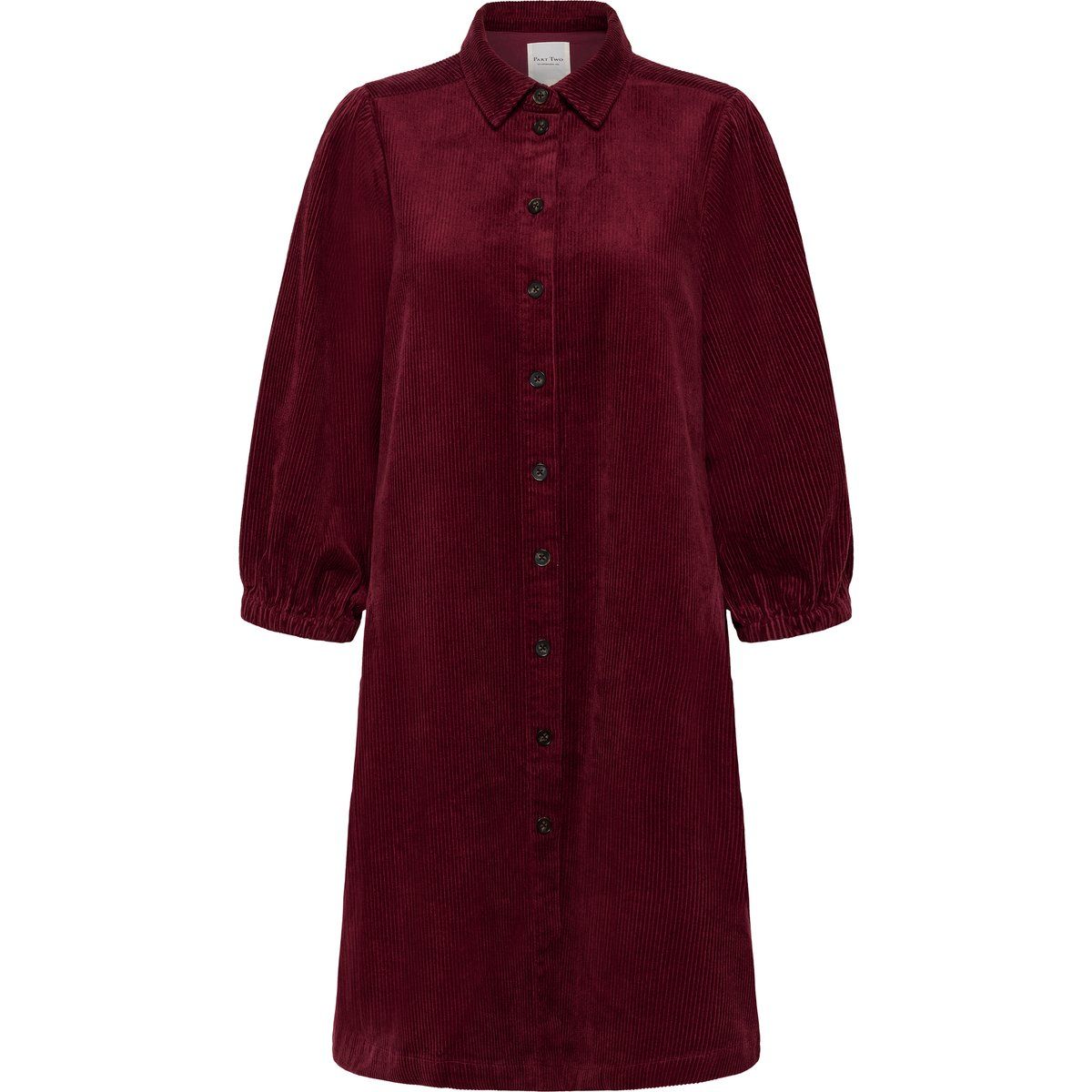 Lässiges Cord-Hemdkleid mit Puffärmeln