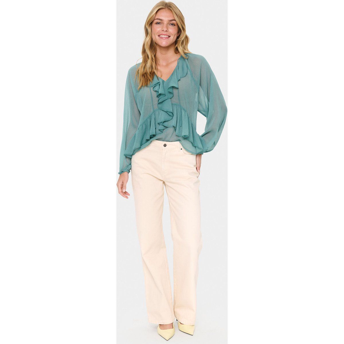 Luftige Chiffonbluse mit Rüschen