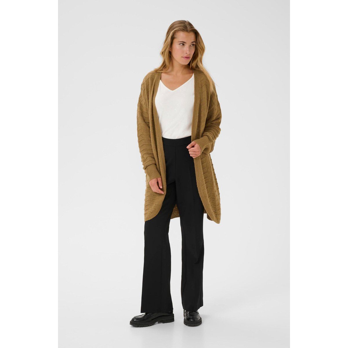 Strukturierter Langer Offener Cardigan