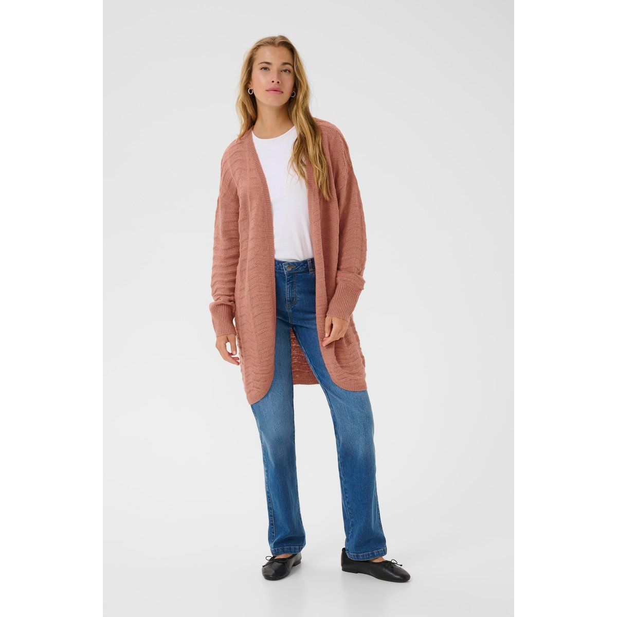 Strukturierte Strickjacke mit offener Vorderseite