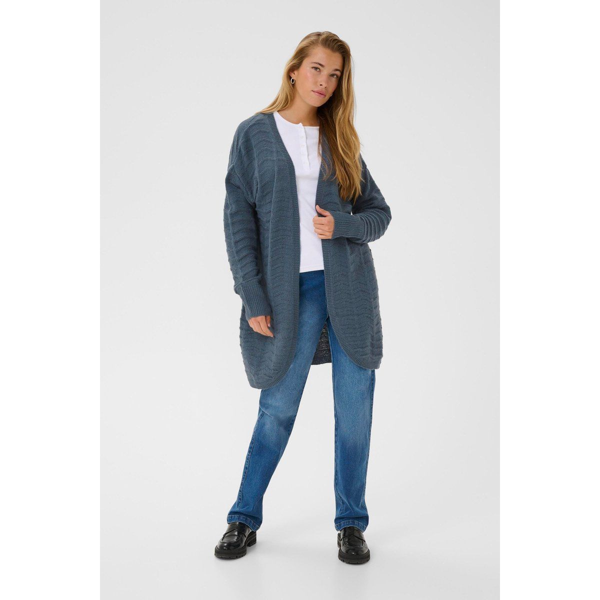 Strukturierter Offener Strickcardigan