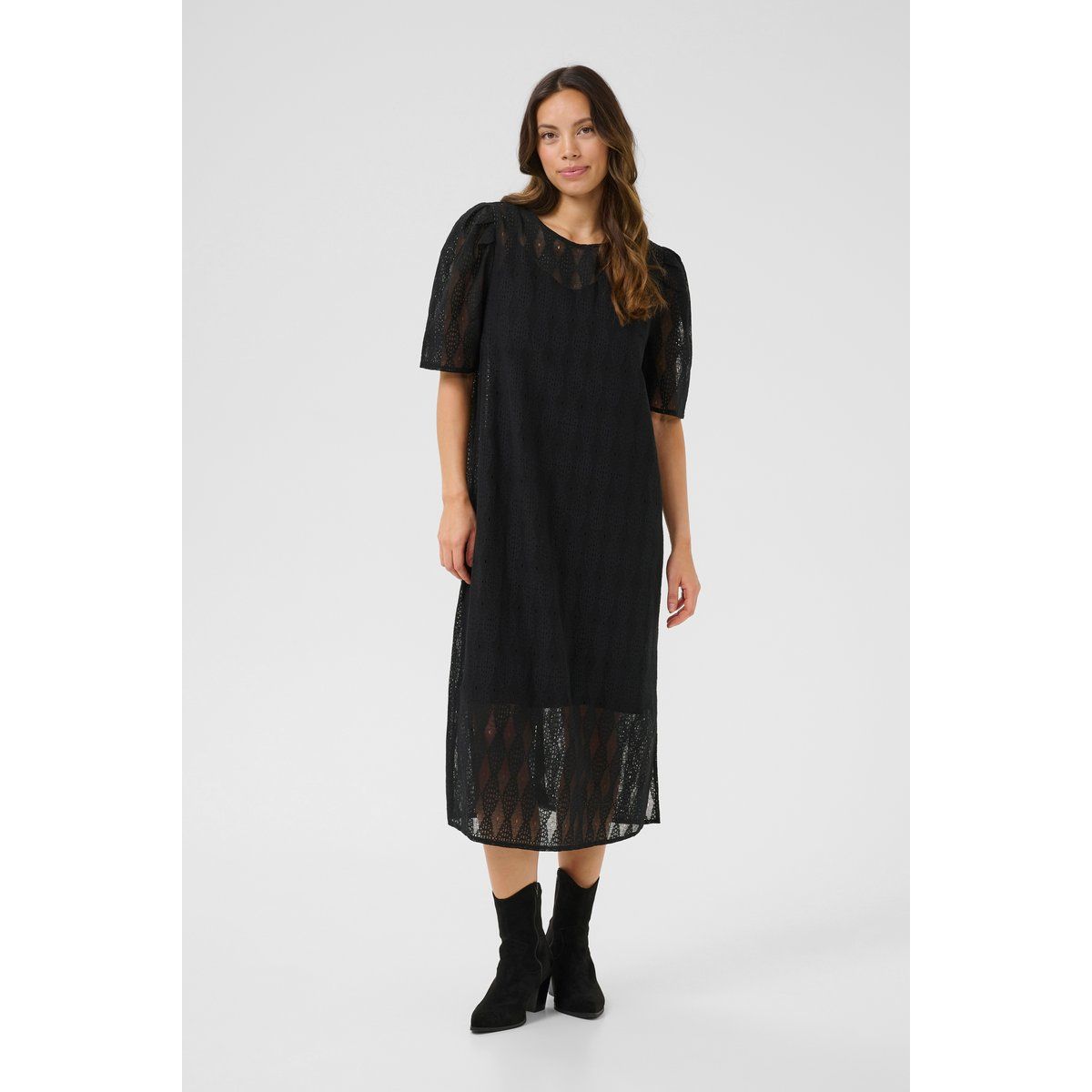 Midikleid mit Spitzenmuster und Geradem-Schnitt