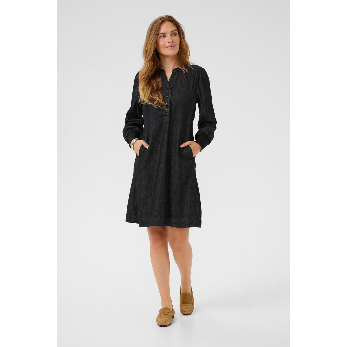 Lässiges Denim-Hemdkleid mit Taschen