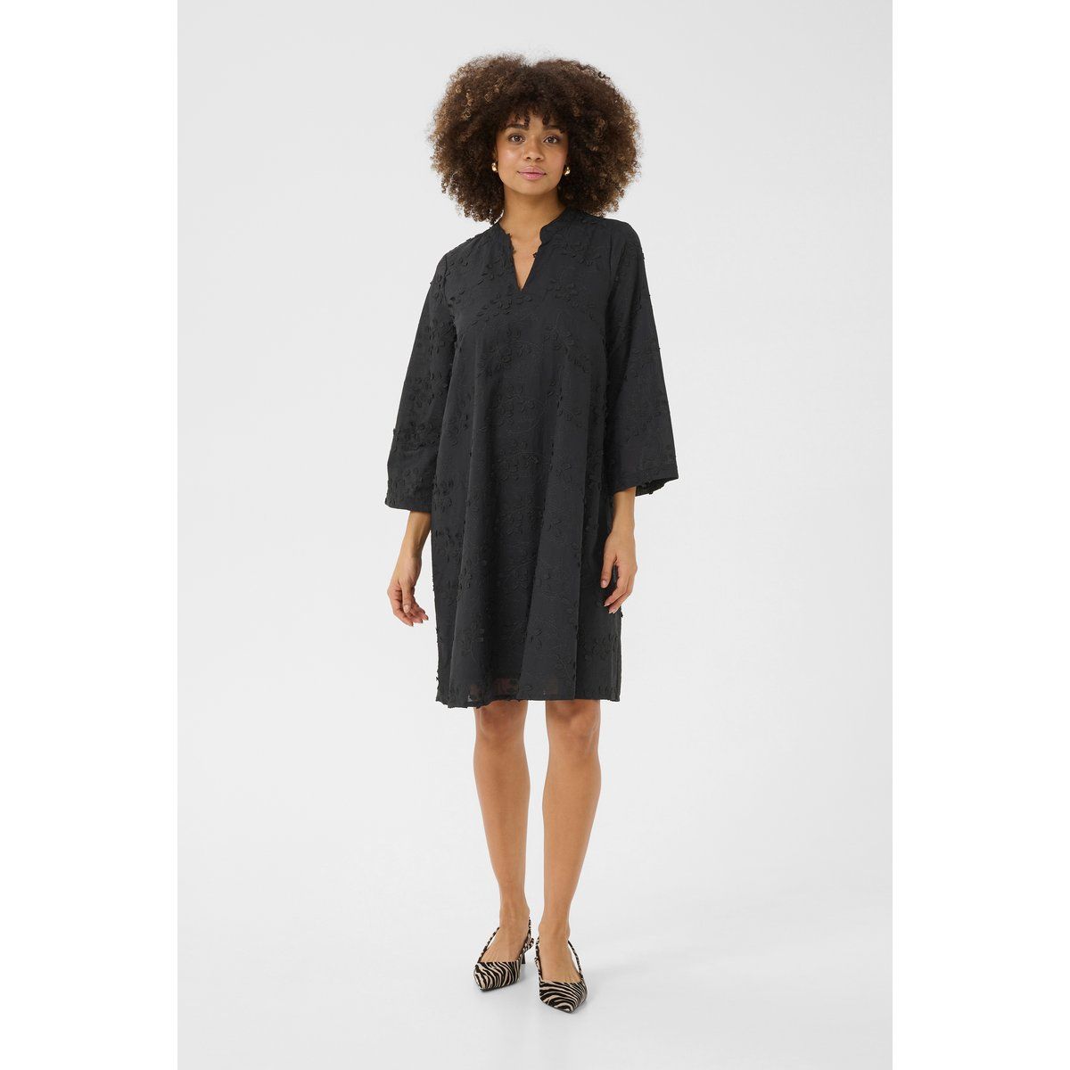 Besticktes A-Linien-Tunika-Kleid aus Baumwolle