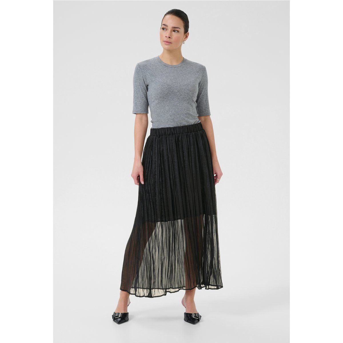 Eleganter Plissee-Maxirock mit Transparenz