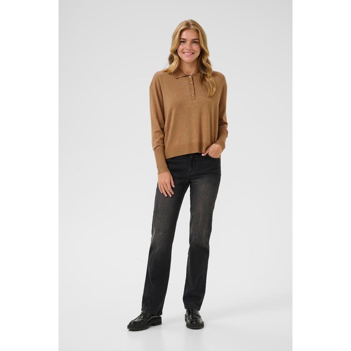 Lockerer Polo-Strickpullover