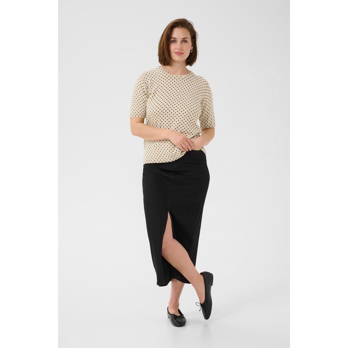 Kurzärmeliger Pullover mit Polka-Dots