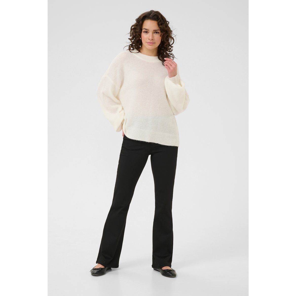 Lockerer Strickpullover mit Rippbündchen