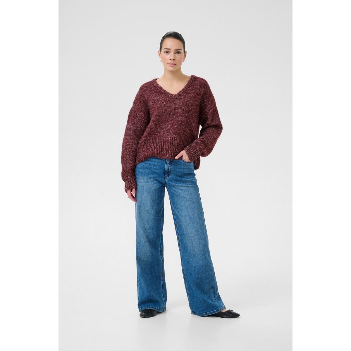 Lockere Strickpullover mit V-Ausschnitt