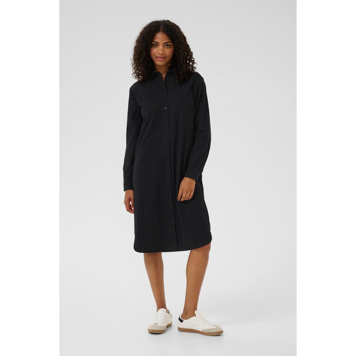 Lockeres Midi-Hemdblusenkleid aus Baumwolle