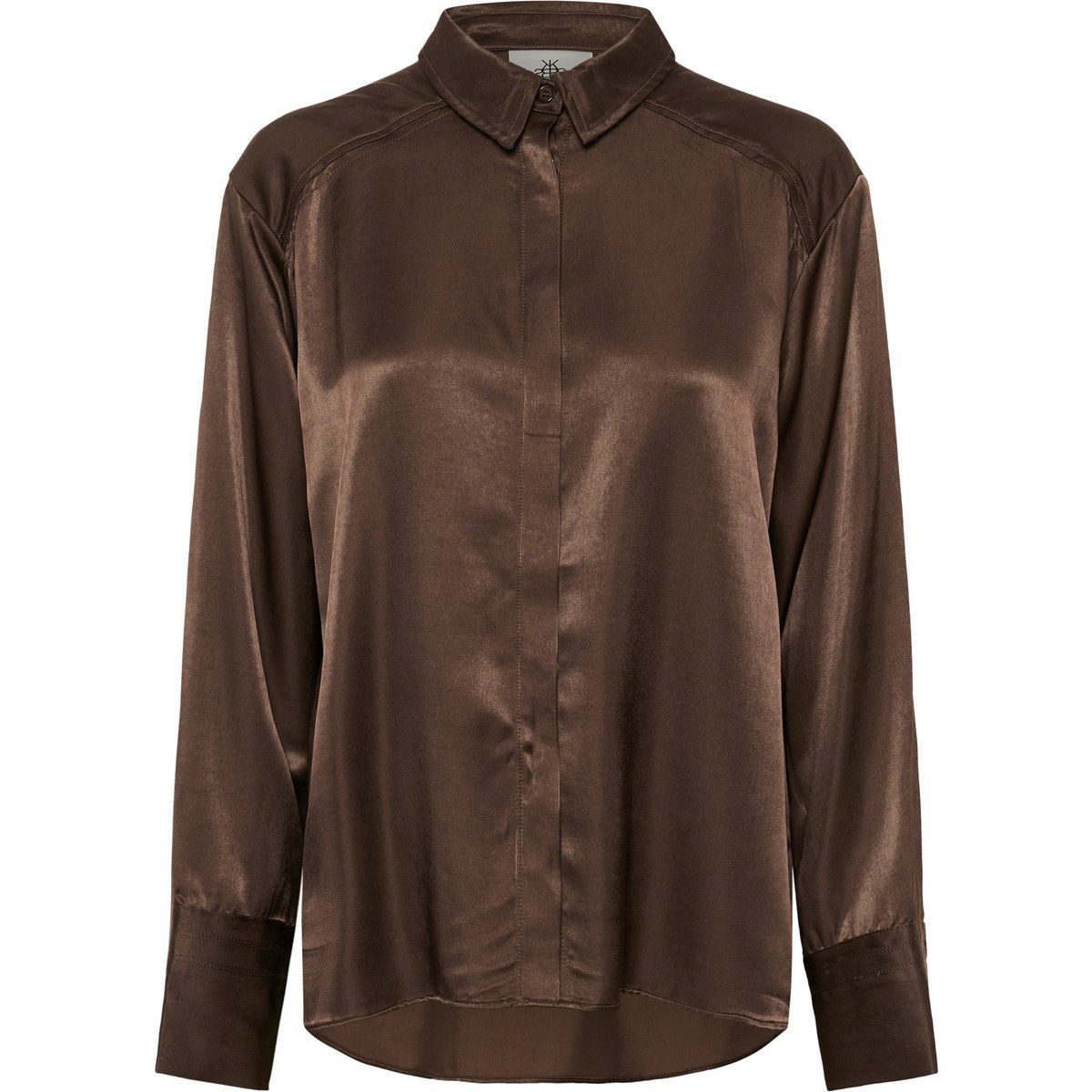 Satinbluse mit verdeckter Knopfleiste
