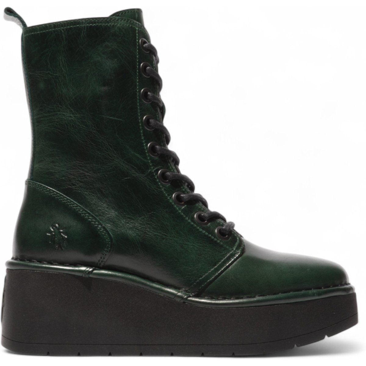 Schnürstiefeletten mit Plateausohle aus Leder