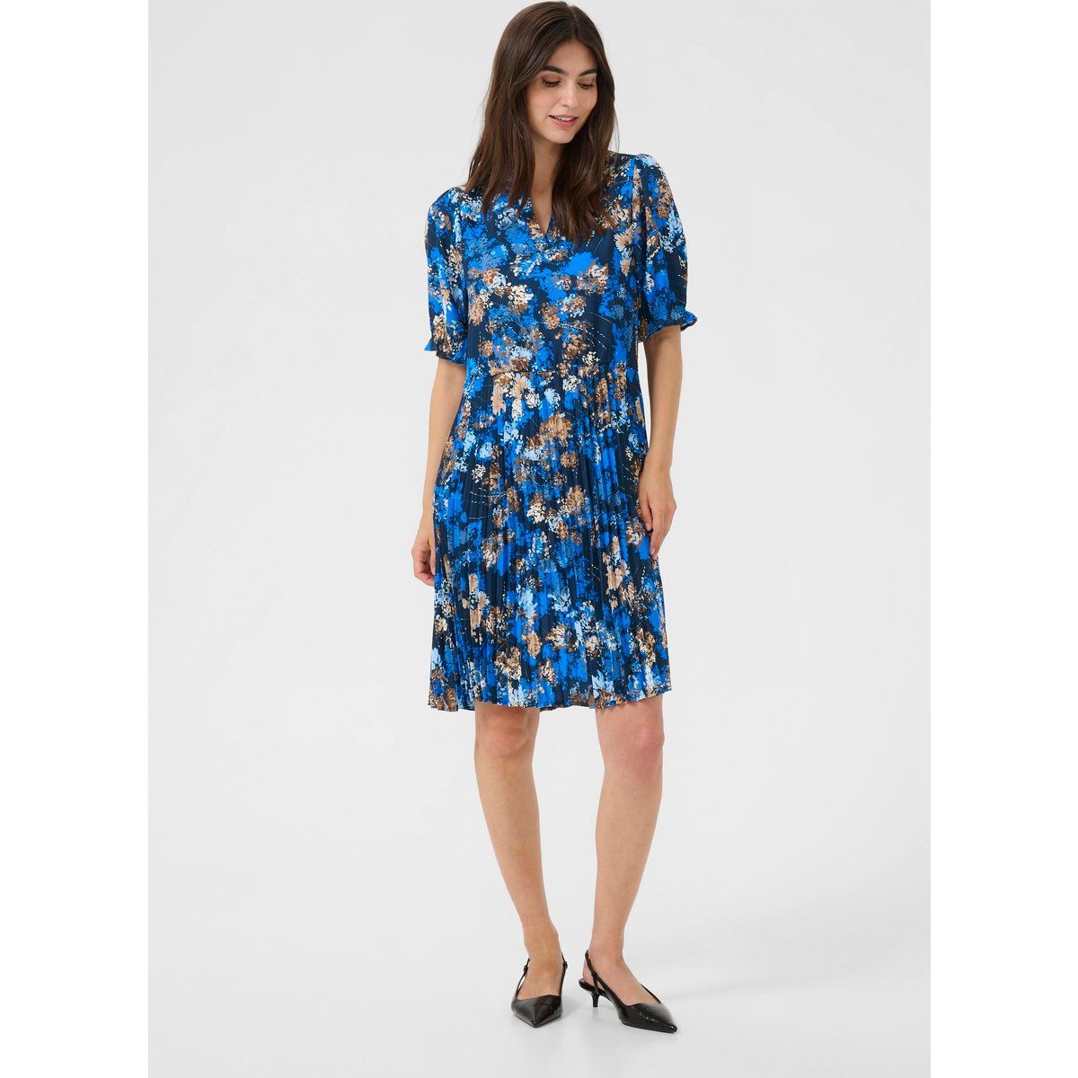 Lockeres Plissee-Kleid mit Blumenmuster