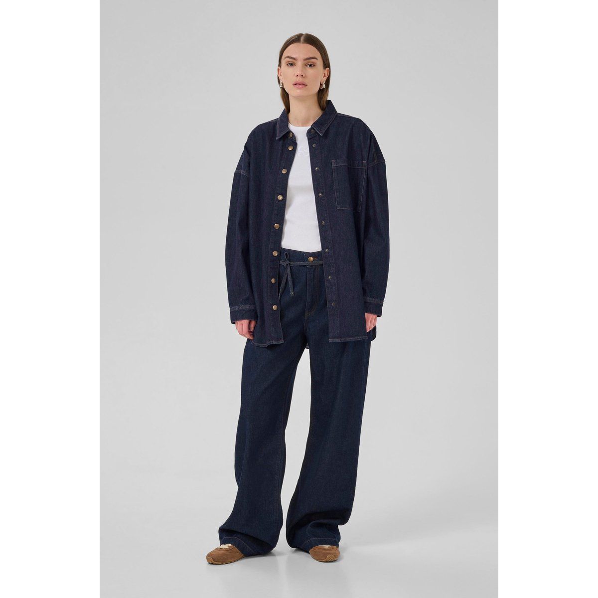 Oversized Dunkelblaues Denim-Hemd