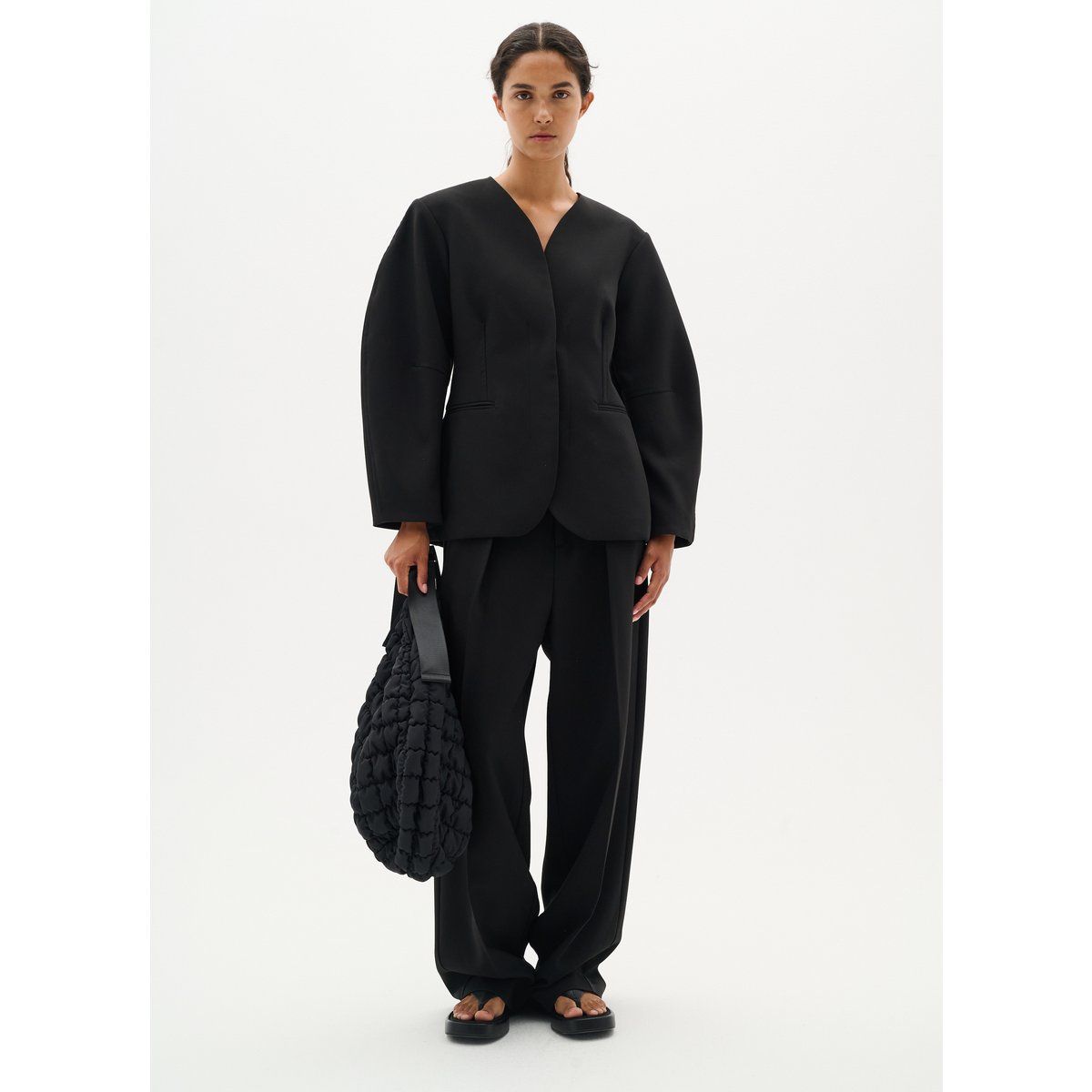 Skulpturaler Minimalistischer V-Ausschnitt Blazer