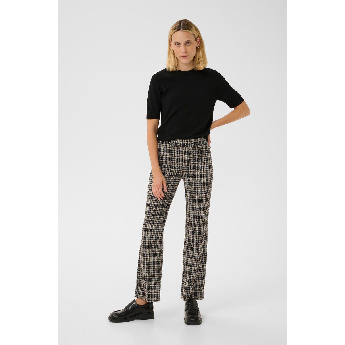 Karierte Jerseyhose mit schmaler Passform