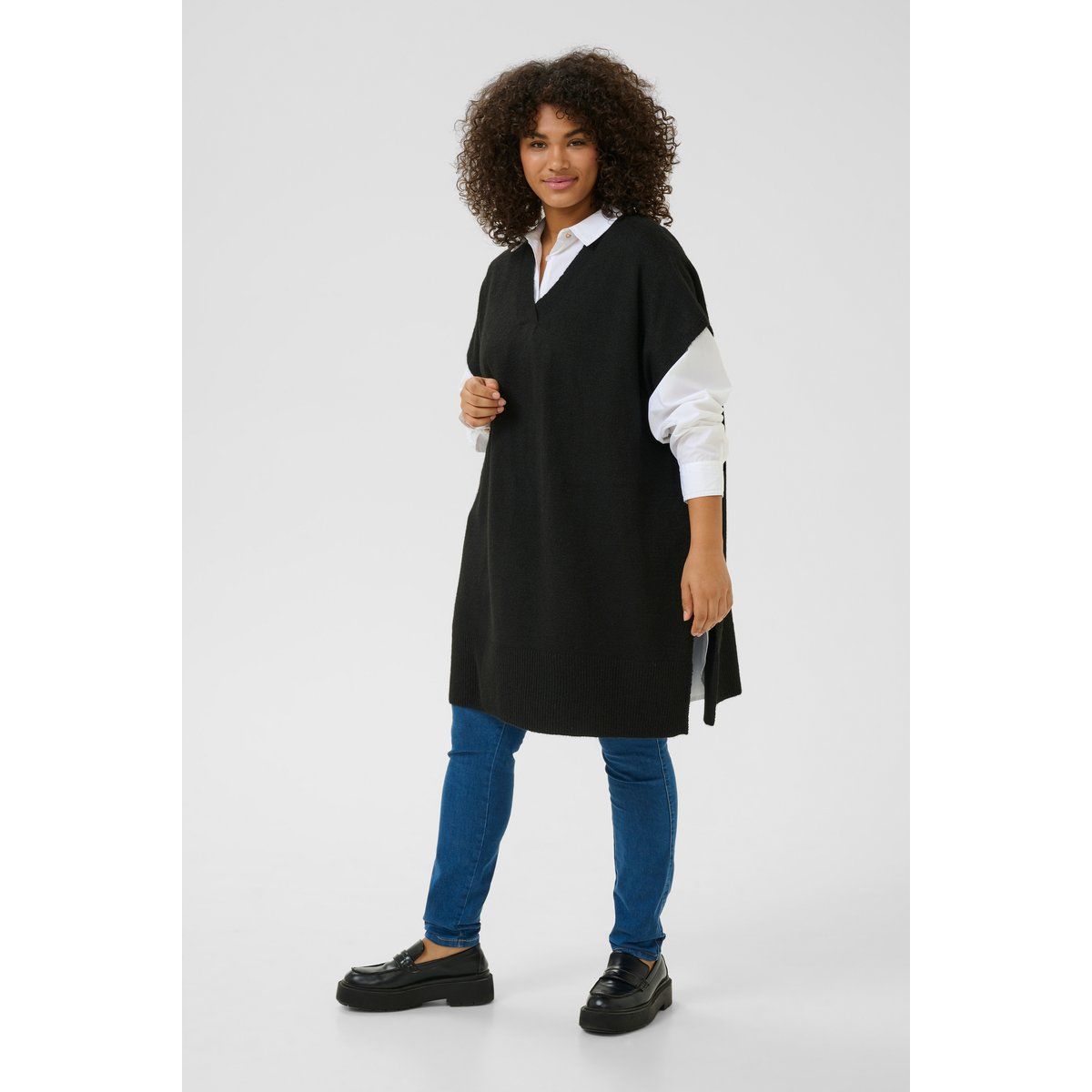 Oversize-Poncho-Weste mit V-Ausschnitt