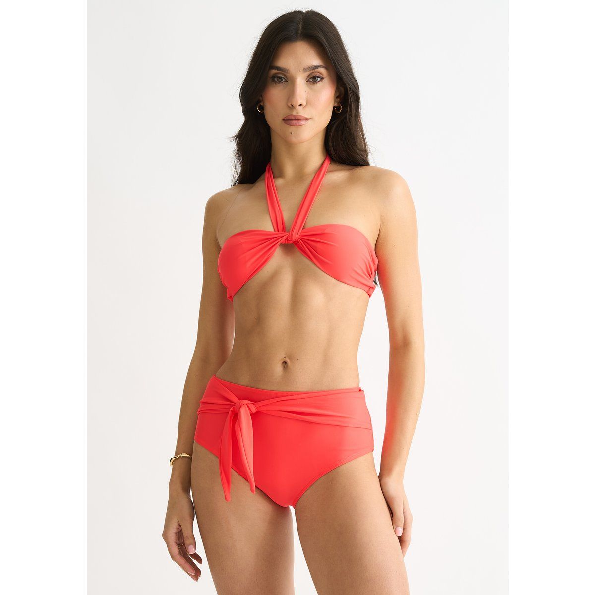 Taillenhohe Bikinihose mit Front-Schleife