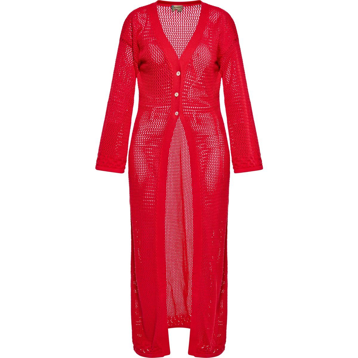 Langer Pointelle-Cardigan mit Knöpfen