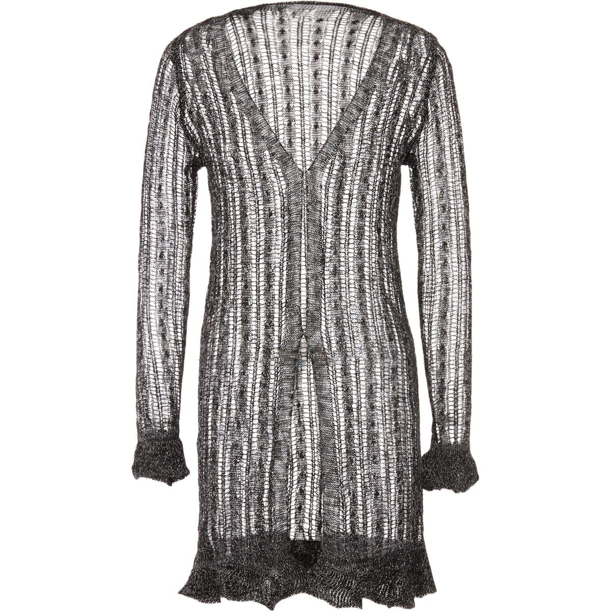 Transparenter Rippstrick-Longcardigan