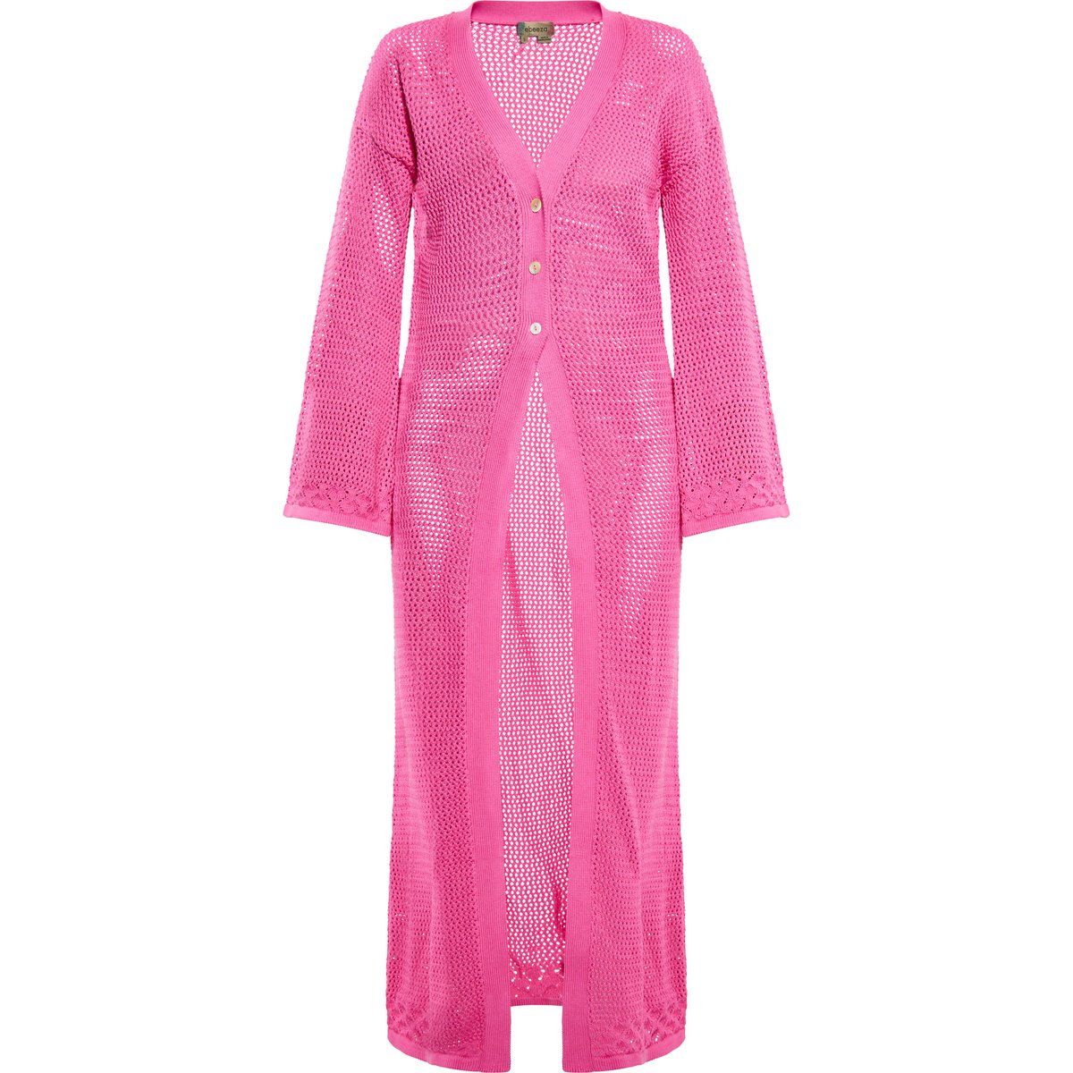 Lange Strickjacke mit Lochmuster