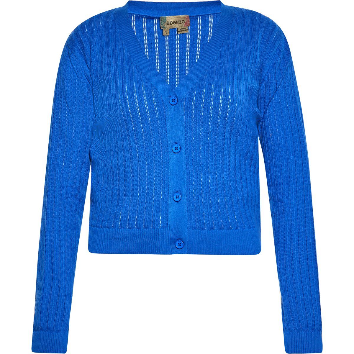 Klassischer Rippstrick-Cardigan mit V-Ausschnitt