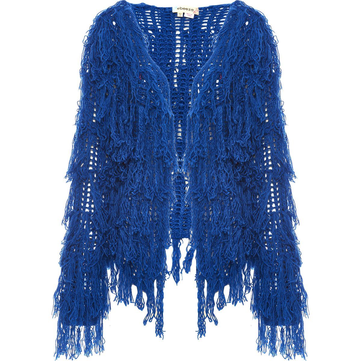 Handgehäkelte Strickjacke mit Fransen