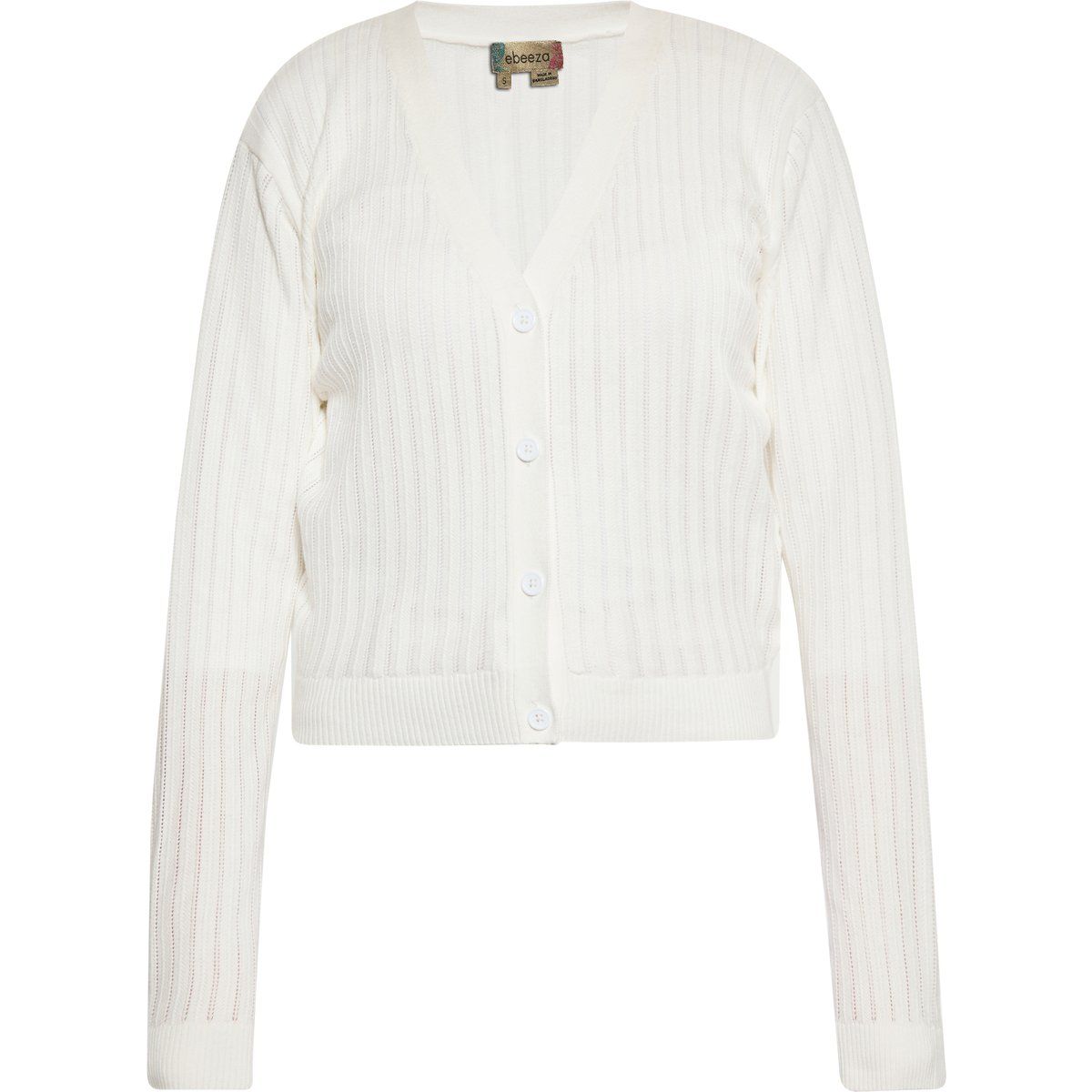 Gerippte Strickjacke mit V-Ausschnitt