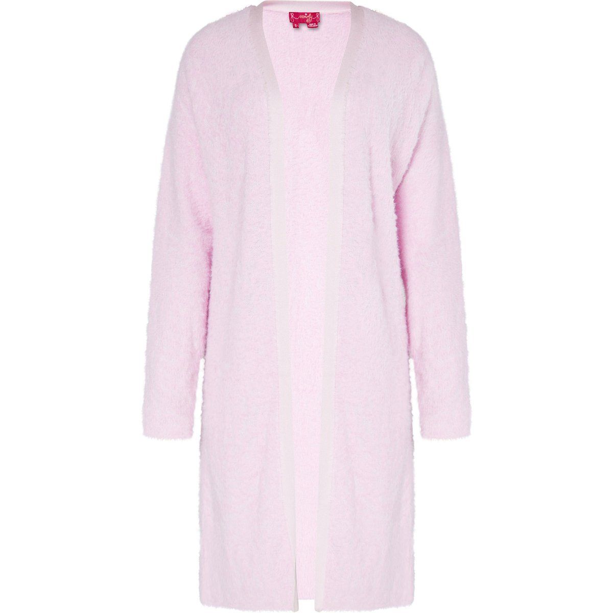 Flauschige offene Long-Strickjacke