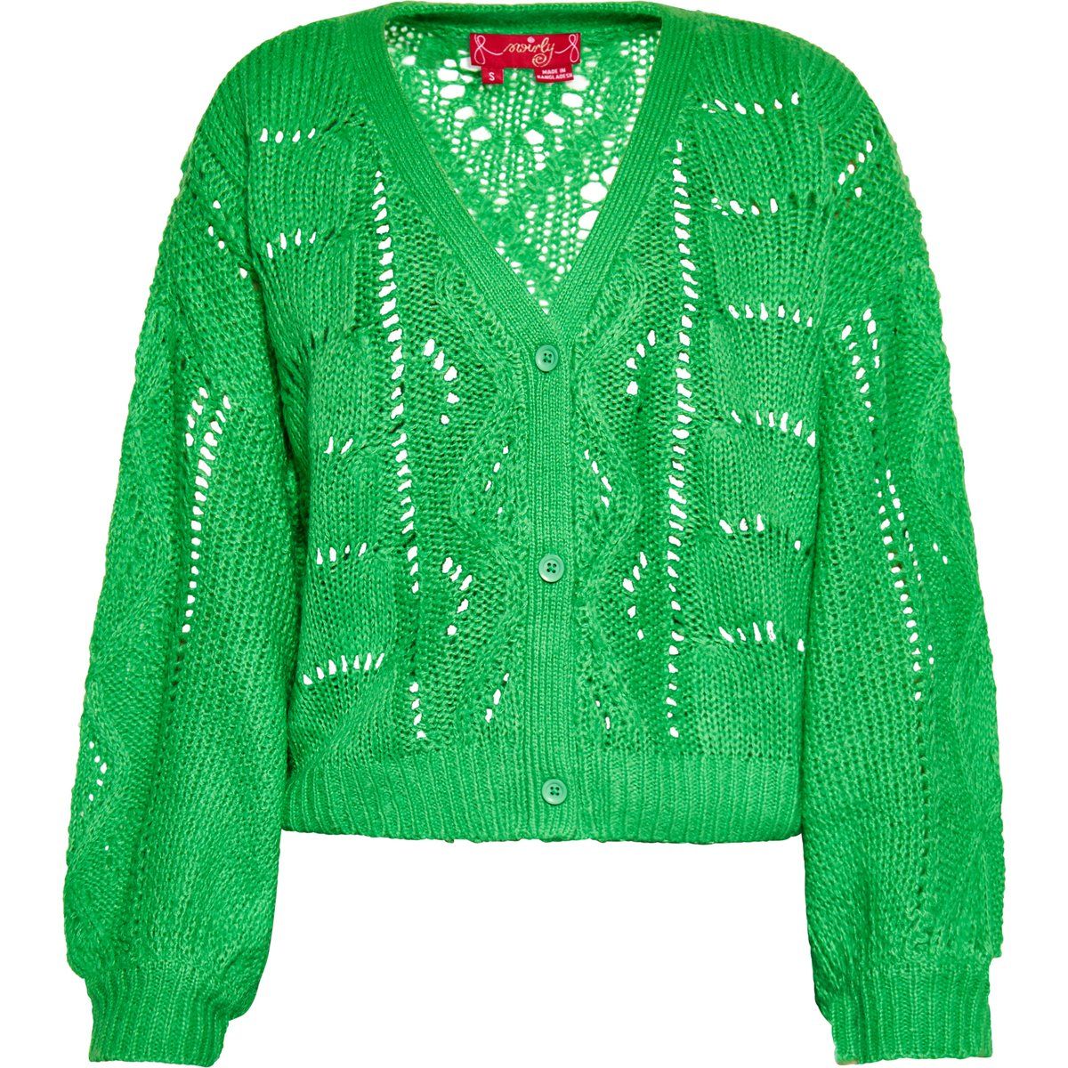 Grobstrick-Cardigan mit Lochmuster und Pailletten
