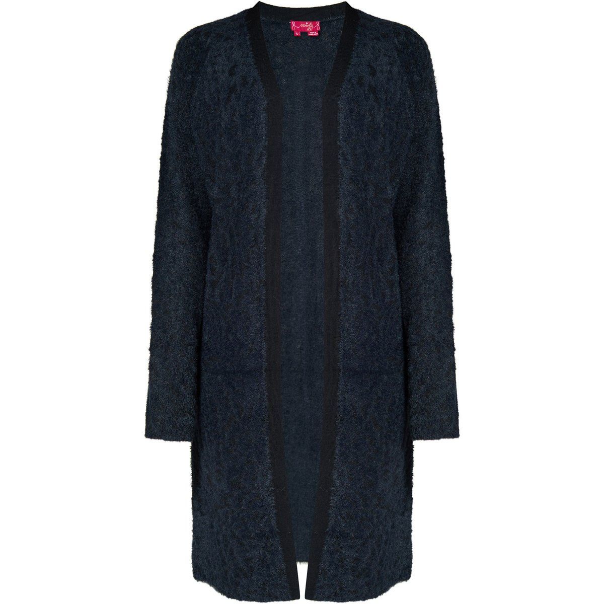 Flauschige Lange Offene Strickjacke
