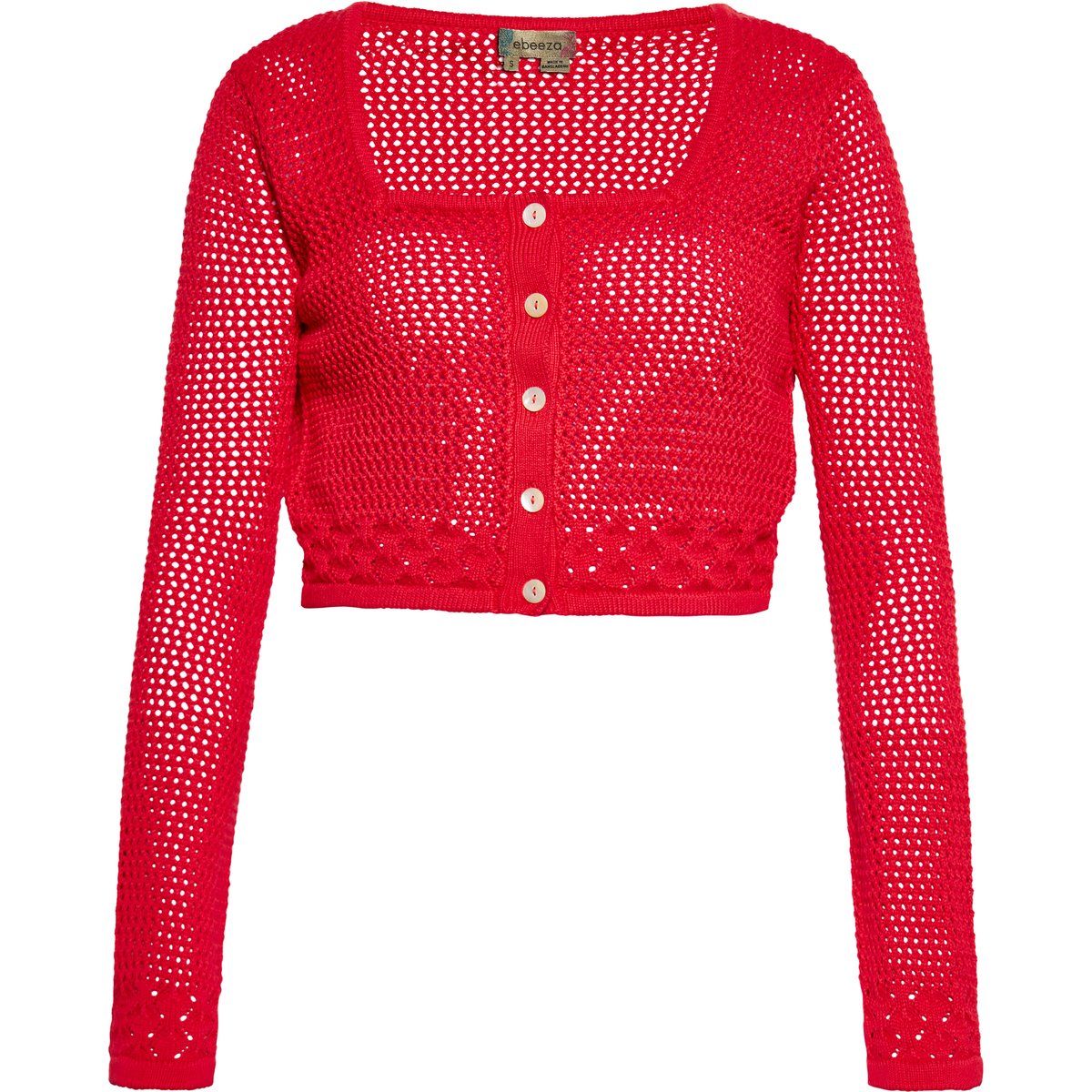 Strickjacke mit eckigem Ausschnitt