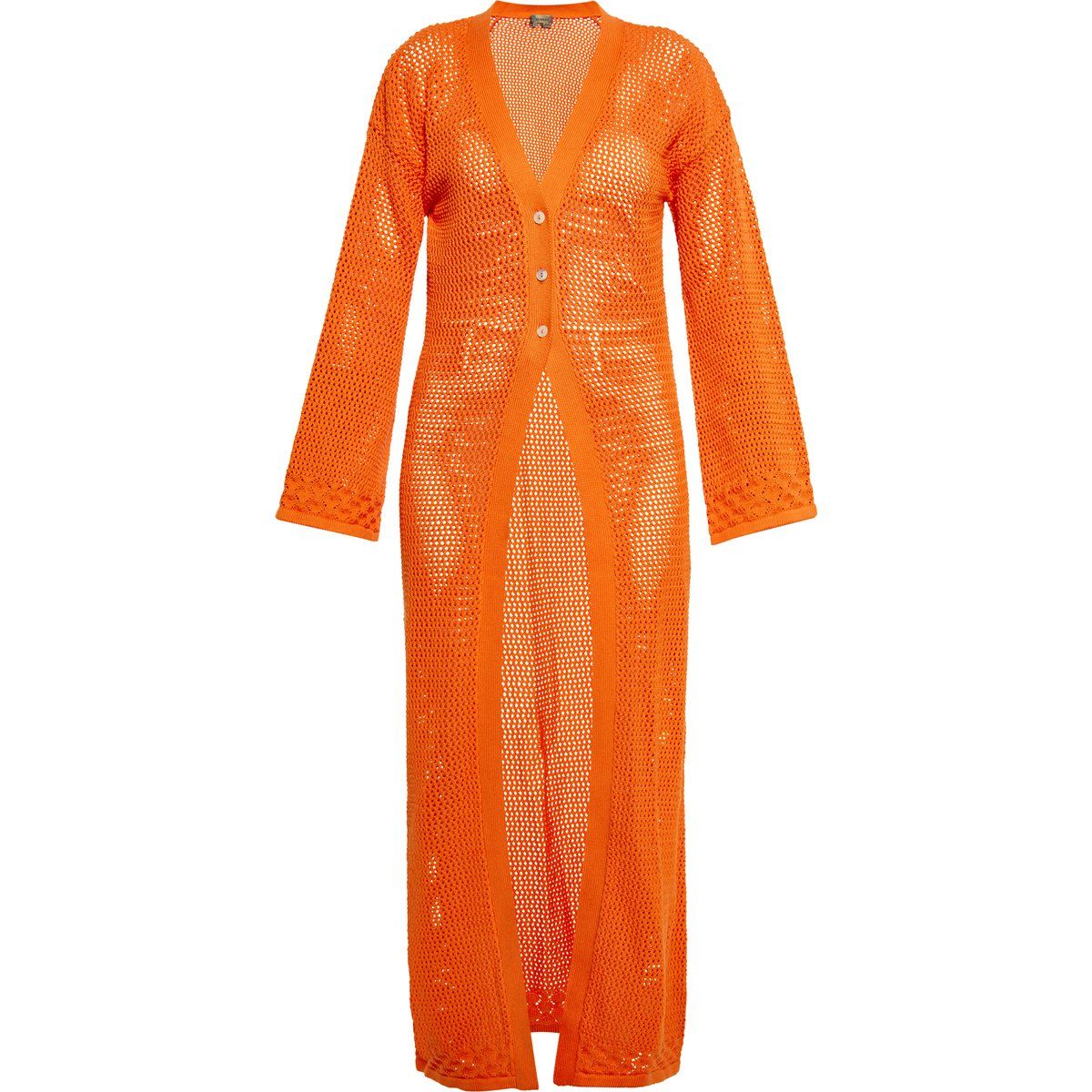 Lange Netz-Strickjacke