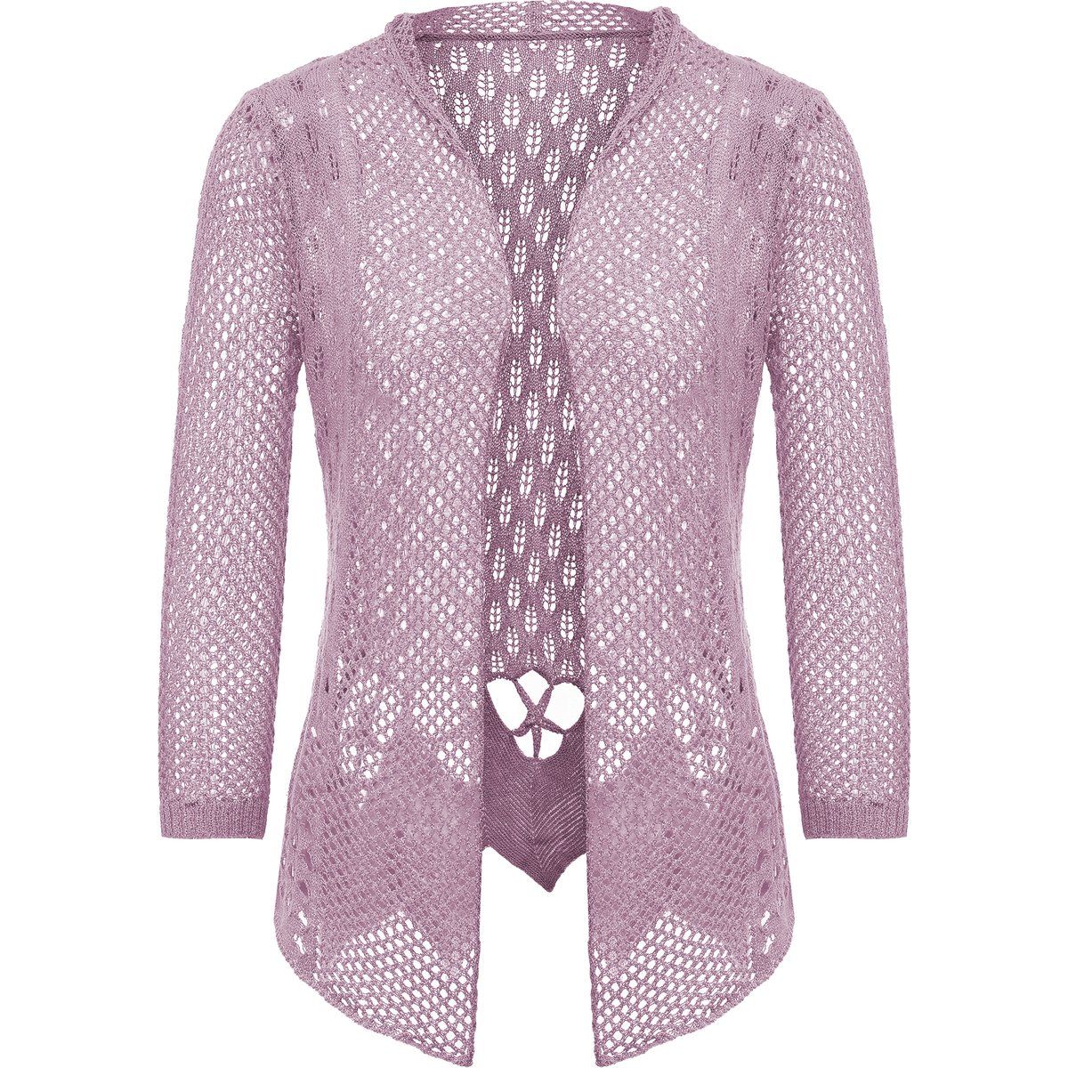 Offene Strickjacke mit Ajourmuster