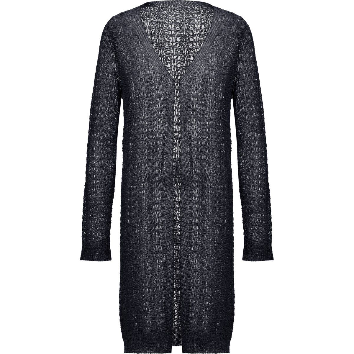 Langer Cardigan mit Ajour-Strickmuster