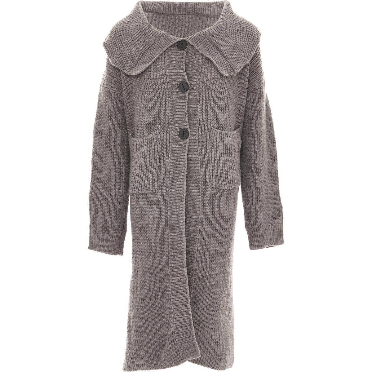 Grobstrick-Mantelstrickjacke mit breitem Kragen