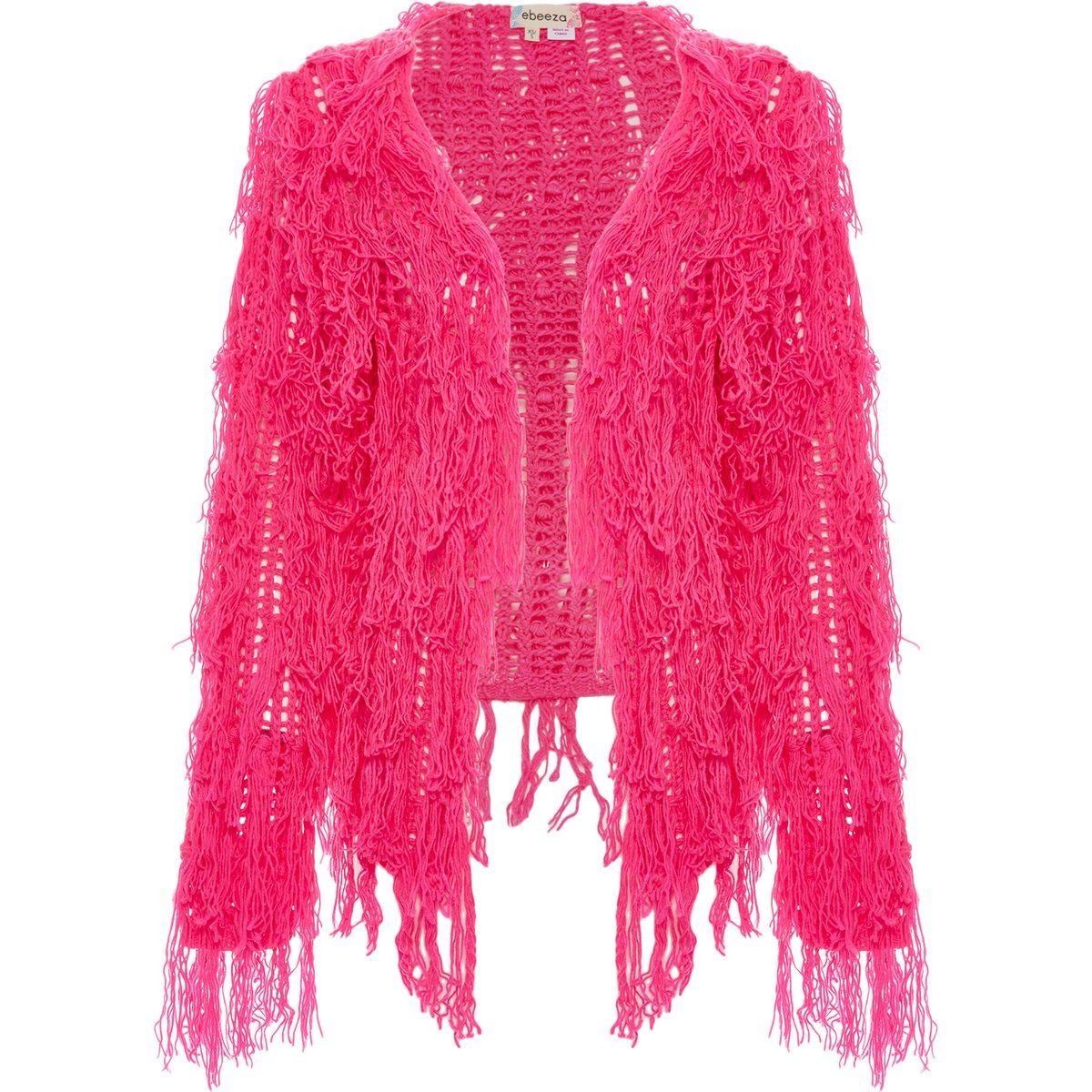 Handgehäkelte Fransen-Strickjacke