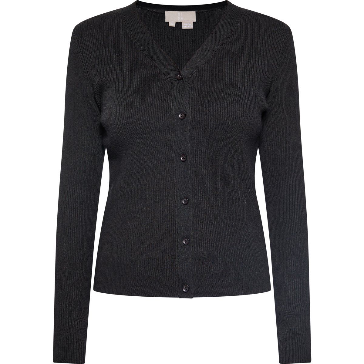 Gerippter Cardigan mit V-Ausschnitt